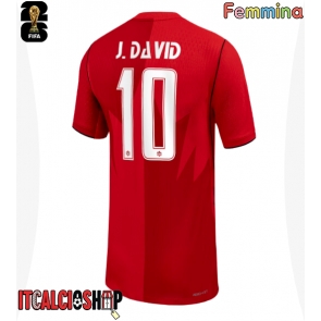 Canada Jonathan David #10 Prima Maglia Femmina Mondiali 2026 Manica Corta Canada Jonathan David #10 Prima Maglia Femmina Mondiali 2026 Manica Corta